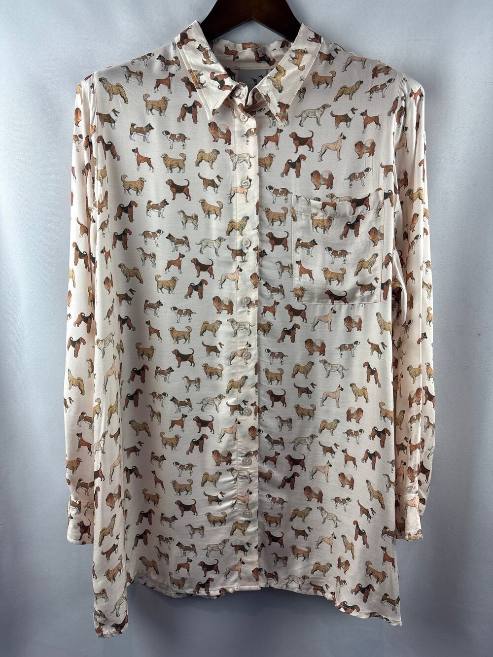 Women’s Von Landen Size 16/18 Cream Dog Patterned Button Up